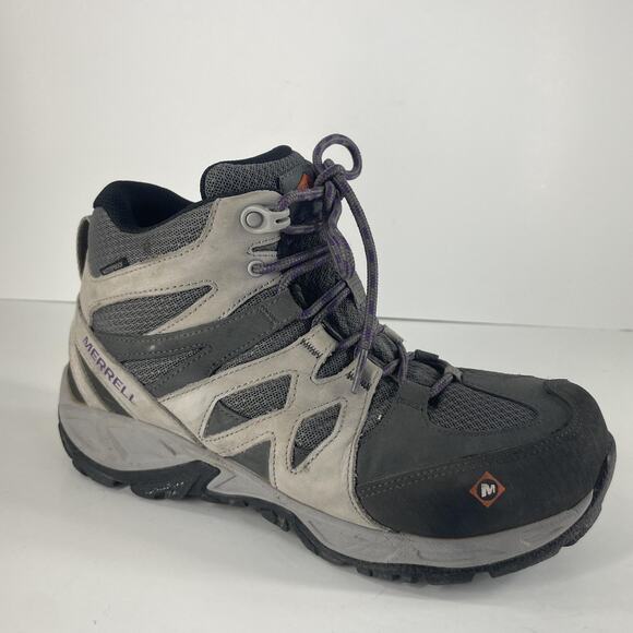 Merrell Work Boots Womens Size 8.5 Waterproof Safety Steel Toe Slip Gray Hike - Picture 14 of 14